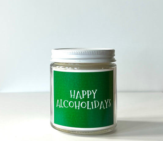 Happy Alcholidays Christmas Candle